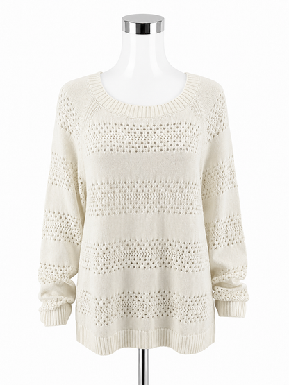 Talbots NWT Textured Open-Knit 100% Cotton Sweater White XL