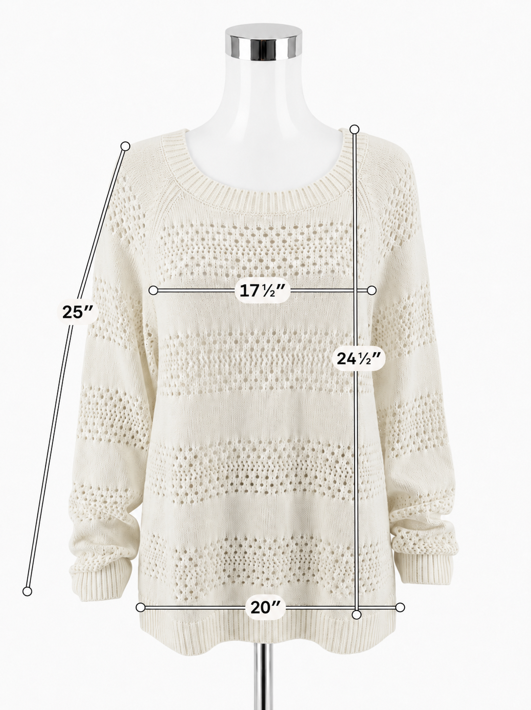 Talbots NWT Textured Open-Knit 100% Cotton Sweater White XL