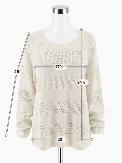 Talbots NWT Textured Open-Knit 100% Cotton Sweater White XL
