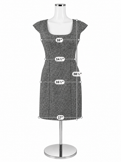 Ann Taylor Textured Cap Sleeve Sheath Dress Gray Black Size 2
