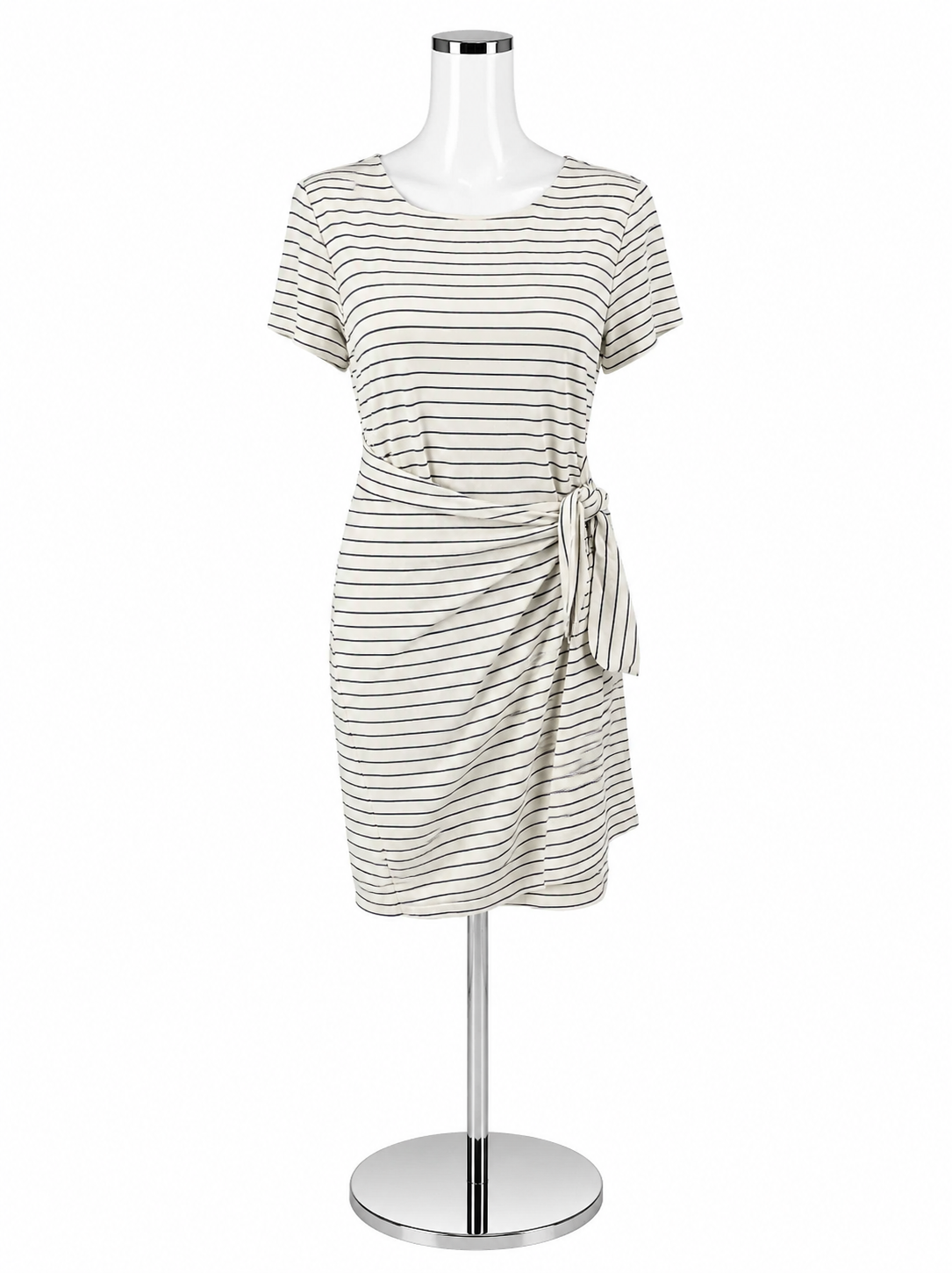 Ann Taylor Striped Tie Waist Sheath Dress Navy Ivory NWT Size Medium