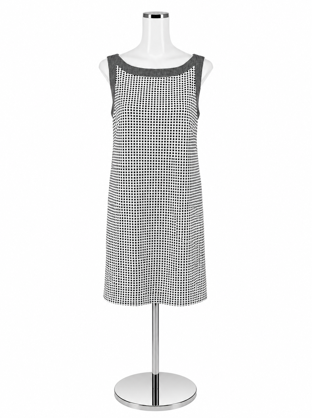 Ann Taylor Checkered Shift Dress Black White Sleeveless Size Small