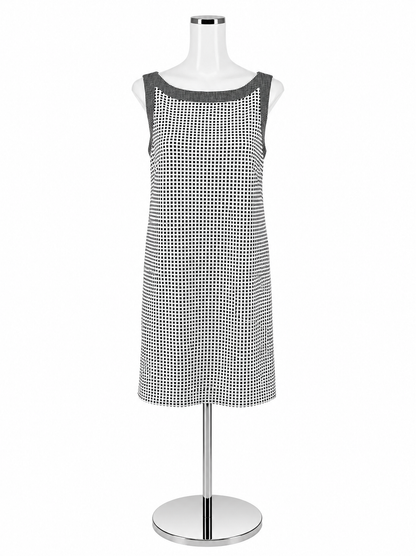 Ann Taylor Checkered Shift Dress Black White Sleeveless Size Small