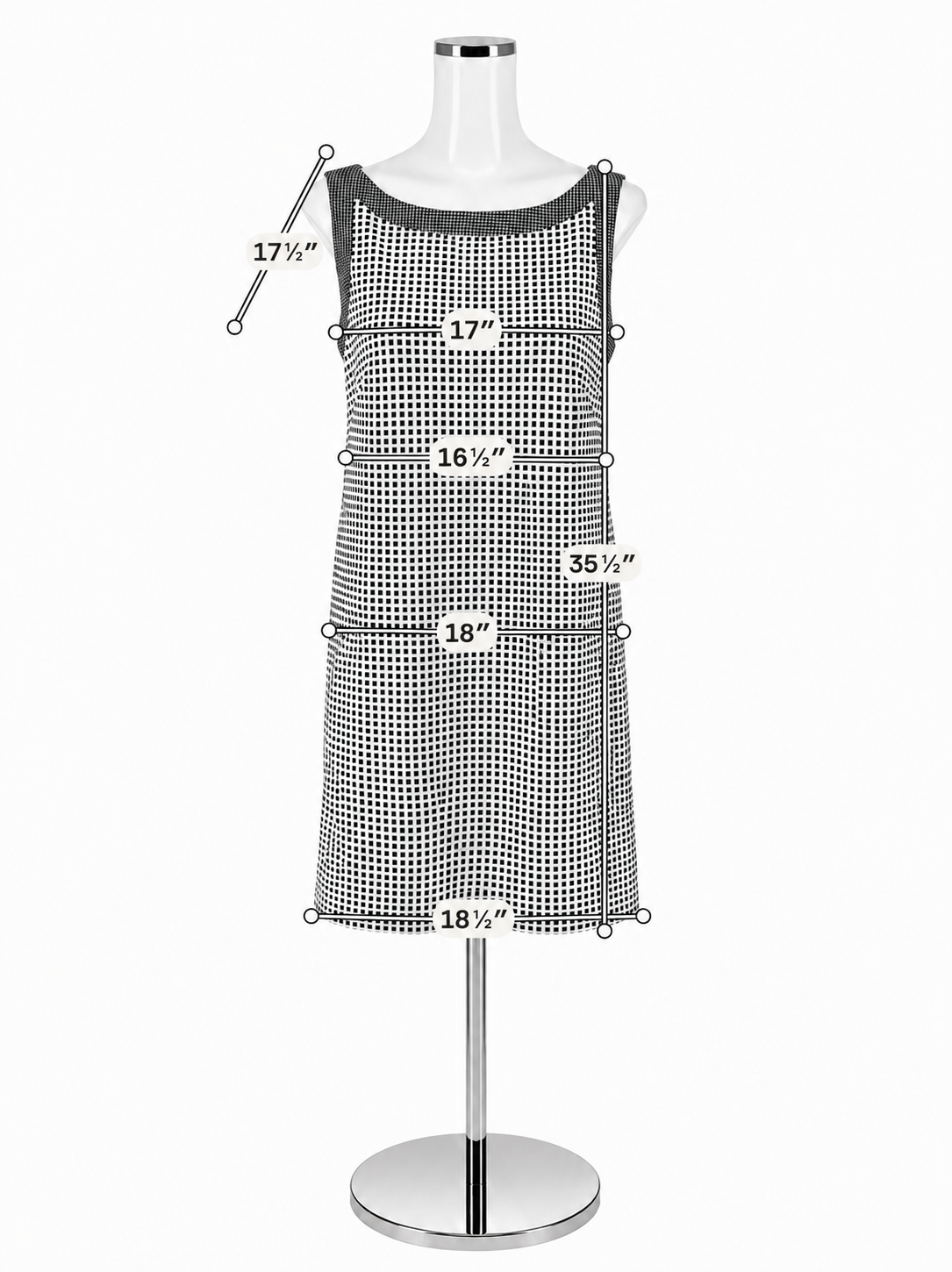 Ann Taylor Checkered Shift Dress Black White Sleeveless Size Small