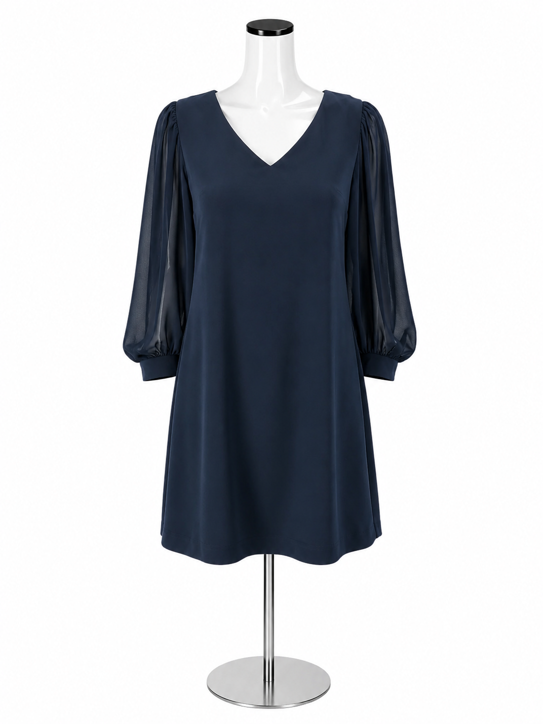 Ann Taylor Factory Petite Navy Bishop Sleeve Shift Dress Size 2P