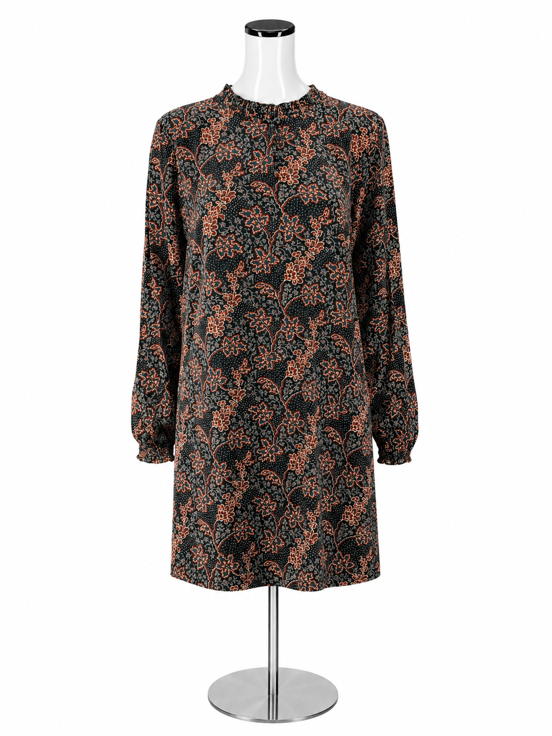 LOFT Petite Floral Paisley Mock Neck Tie Front Dress Size SP