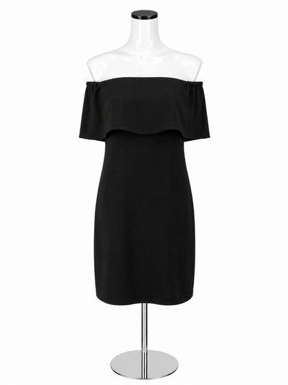 Charles Henry Black Off-The-Shoulder Ruffle Sheath Dress Size XSP