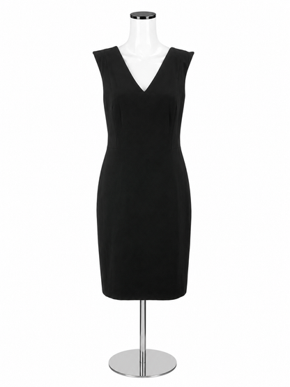 Ann Taylor Petite V-Neck Sheath Dress Black Size 12P NWT