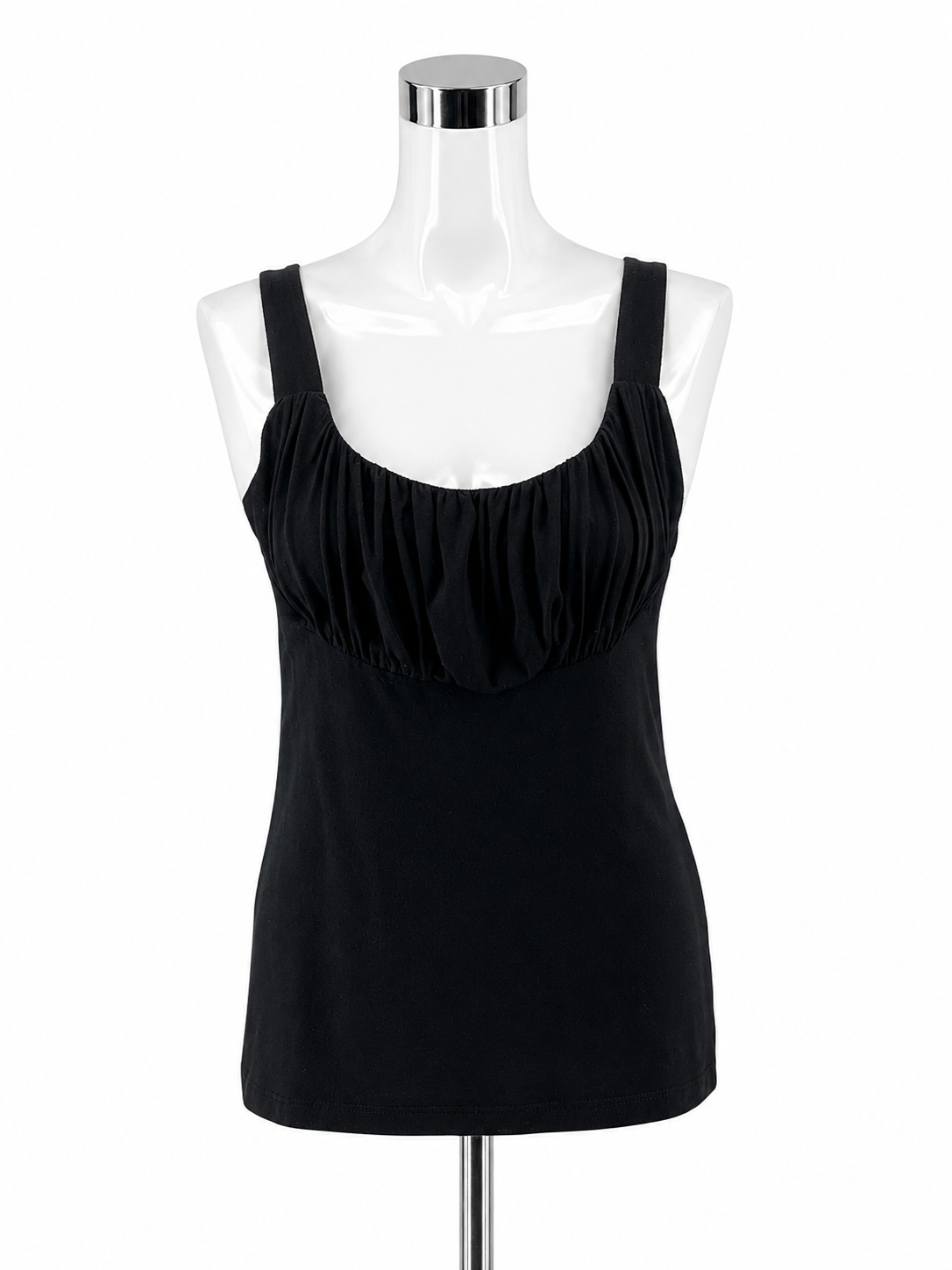Karen Kane Ruched Bust Scoop Neck Tank Top Black XL Stretch USA Made