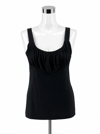 Karen Kane Ruched Bust Scoop Neck Tank Top Black XL Stretch USA Made