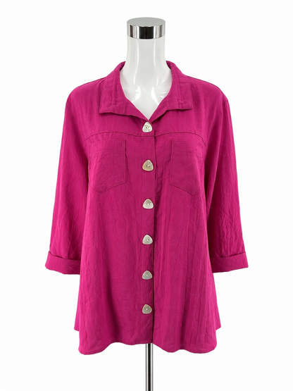 John Mark Fuchsia Pink Oversized Tunic Blouse Top Size XL NWT