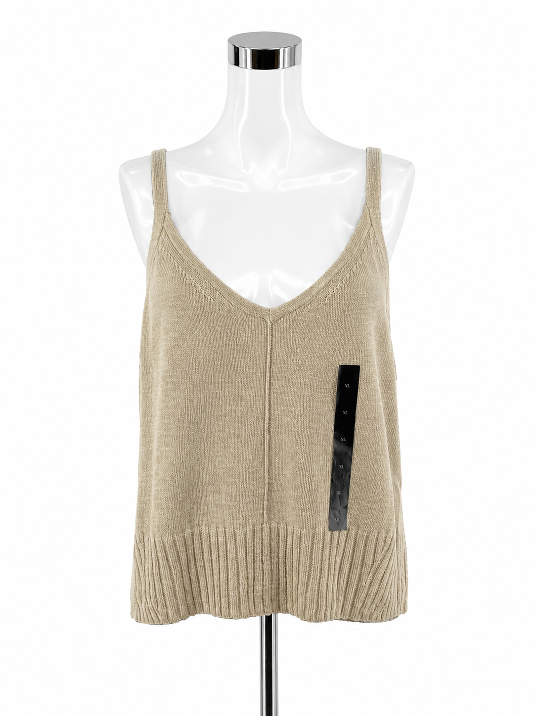 Banana Republic Ramie Blend Sleeveless Sweater Tank Top XL Tan NWT
