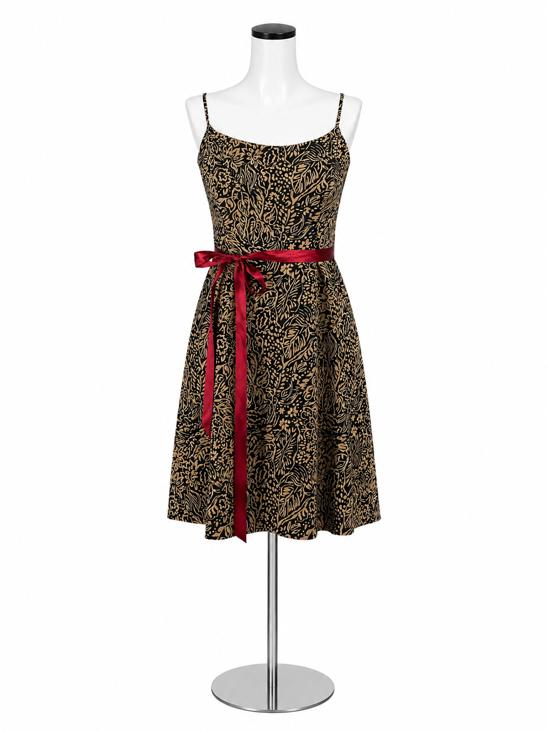Jessica Howard Petite Floral Print Fit &amp; Flare Dress with Red Sash Belt | Size 4P