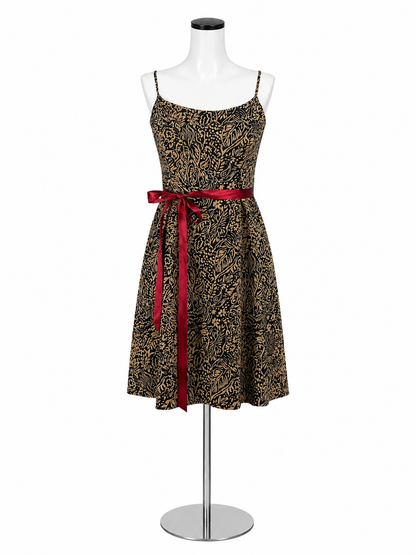 Jessica Howard Petite Floral Print Fit &amp; Flare Dress with Red Sash Belt | Size 4P