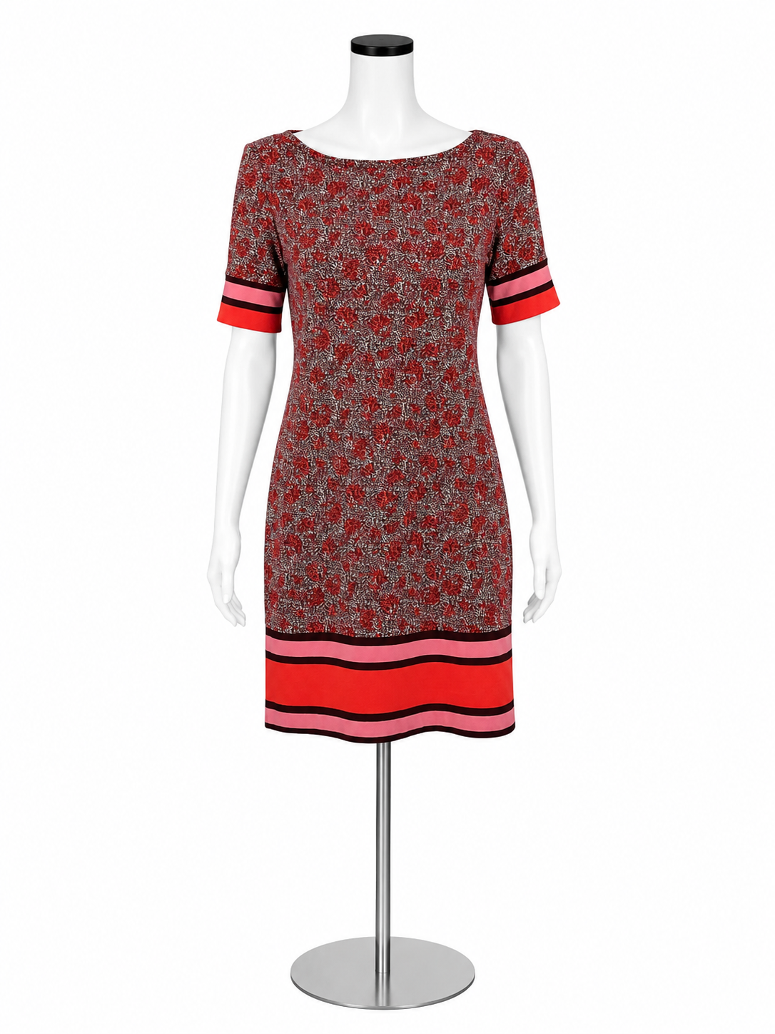 MK Floral Mosaic &amp; Stripe Border Shift Dress PS (Petite Small)