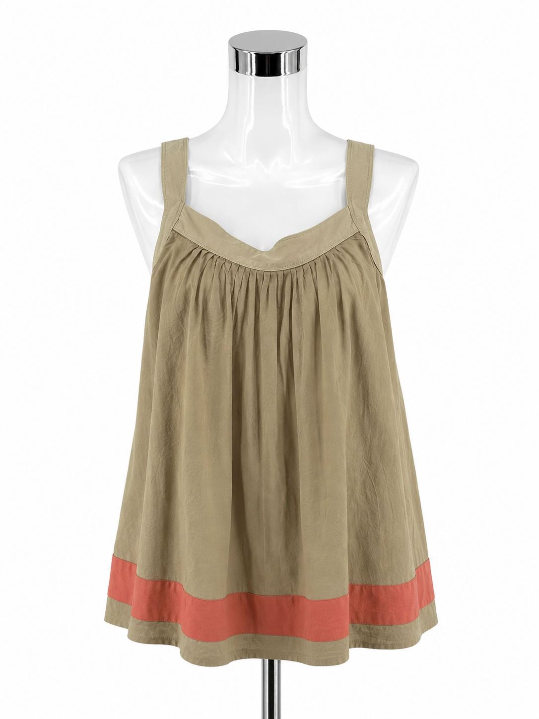 Michael Michael Kors Tan &amp; Coral Colorblock Swing Tank Top | Size XL