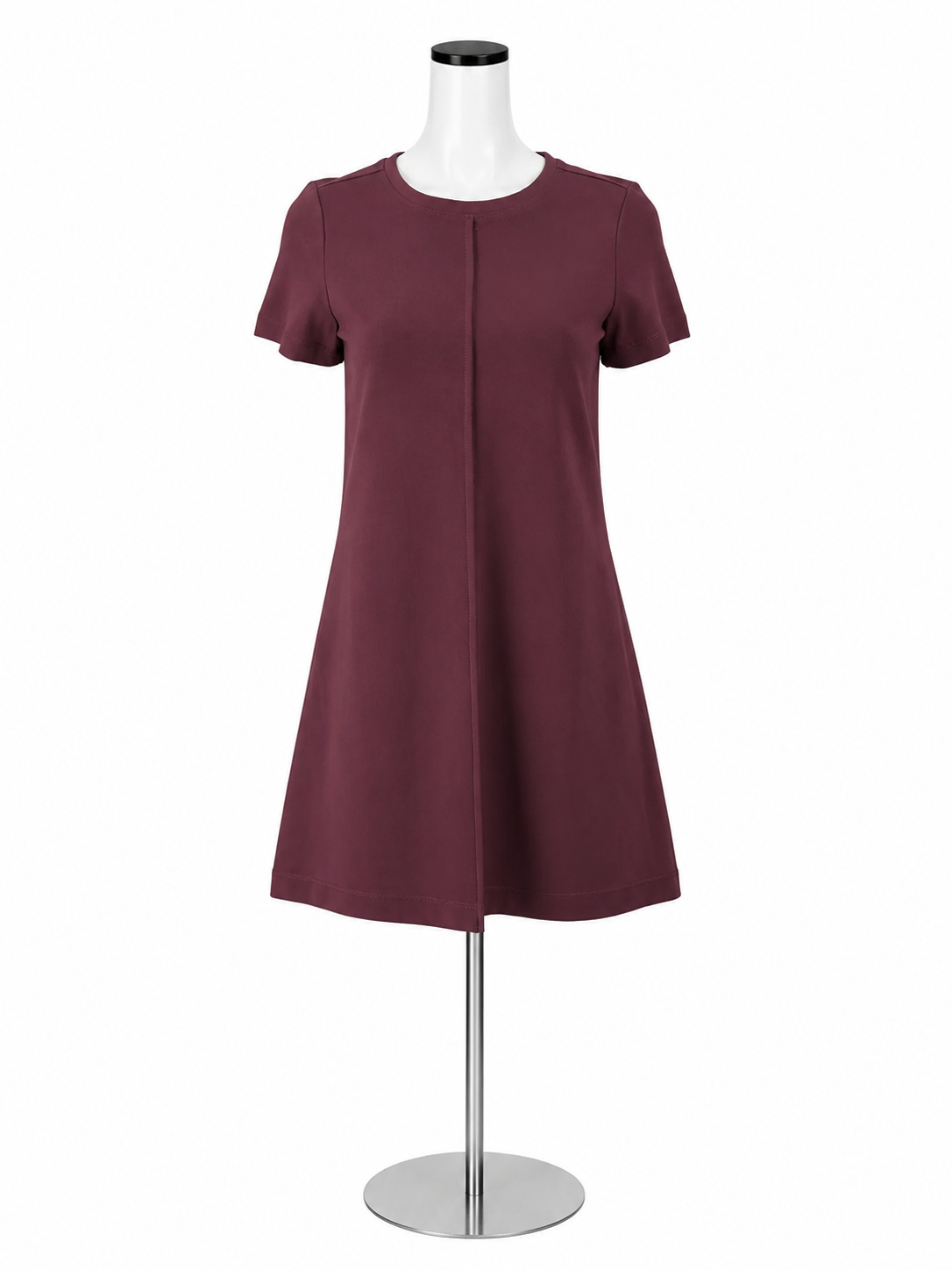 LOFT NWT Ponte Knit Shift Dress XXSP Maroon Burgundy Short Sleeve