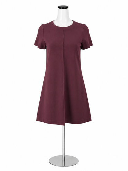 LOFT NWT Ponte Knit Shift Dress XXSP Maroon Burgundy Short Sleeve