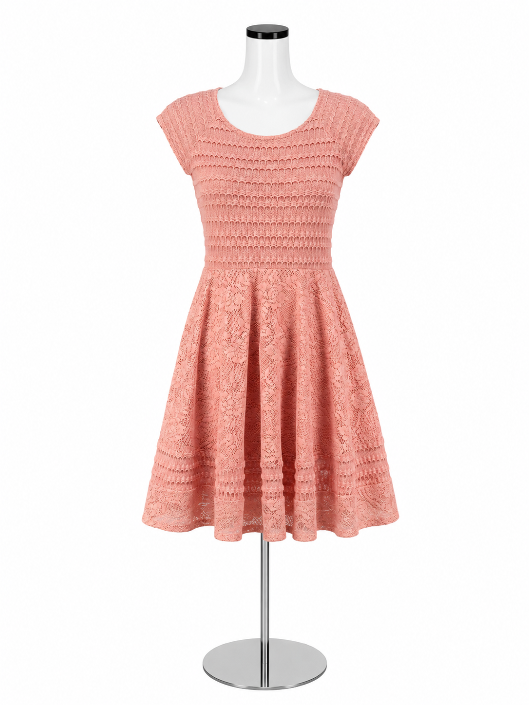 NY Collection Petite Lace Fit &amp; Flare Dress Blush Pink Size PXS