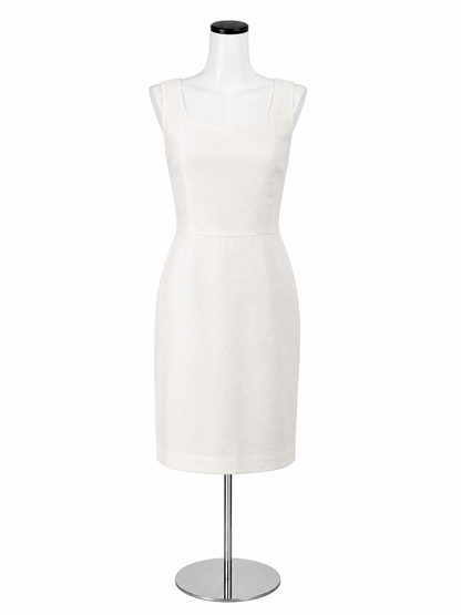 Ann Taylor White Linen Blend Sheath Dress Petite Size 4P