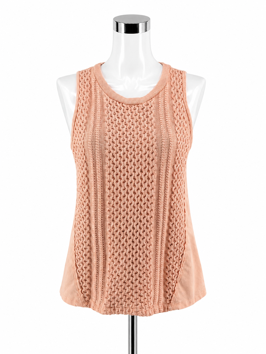 Saturday Sunday by Anthropologie Peach Cable Knit Sweater Tank Top Size Large