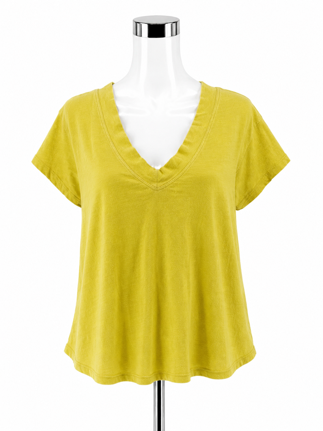 Pilcro Yellow Slub Cotton V-Neck Short Sleeve Tee Top Size Small