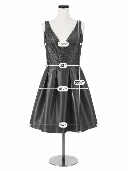JS Boutique Petite Gray Braided Waist V-Neck A-Line Cocktail Dress Size 4P