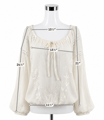 Free People Peasant Sun Off-Shoulder Lace Boho Top Size Medium