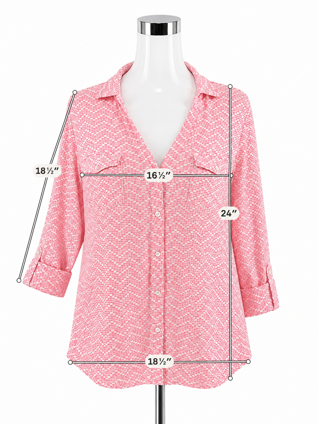 J.McLaughlin Catalina Linen Blend Chevron Print Button Down Top Size Medium