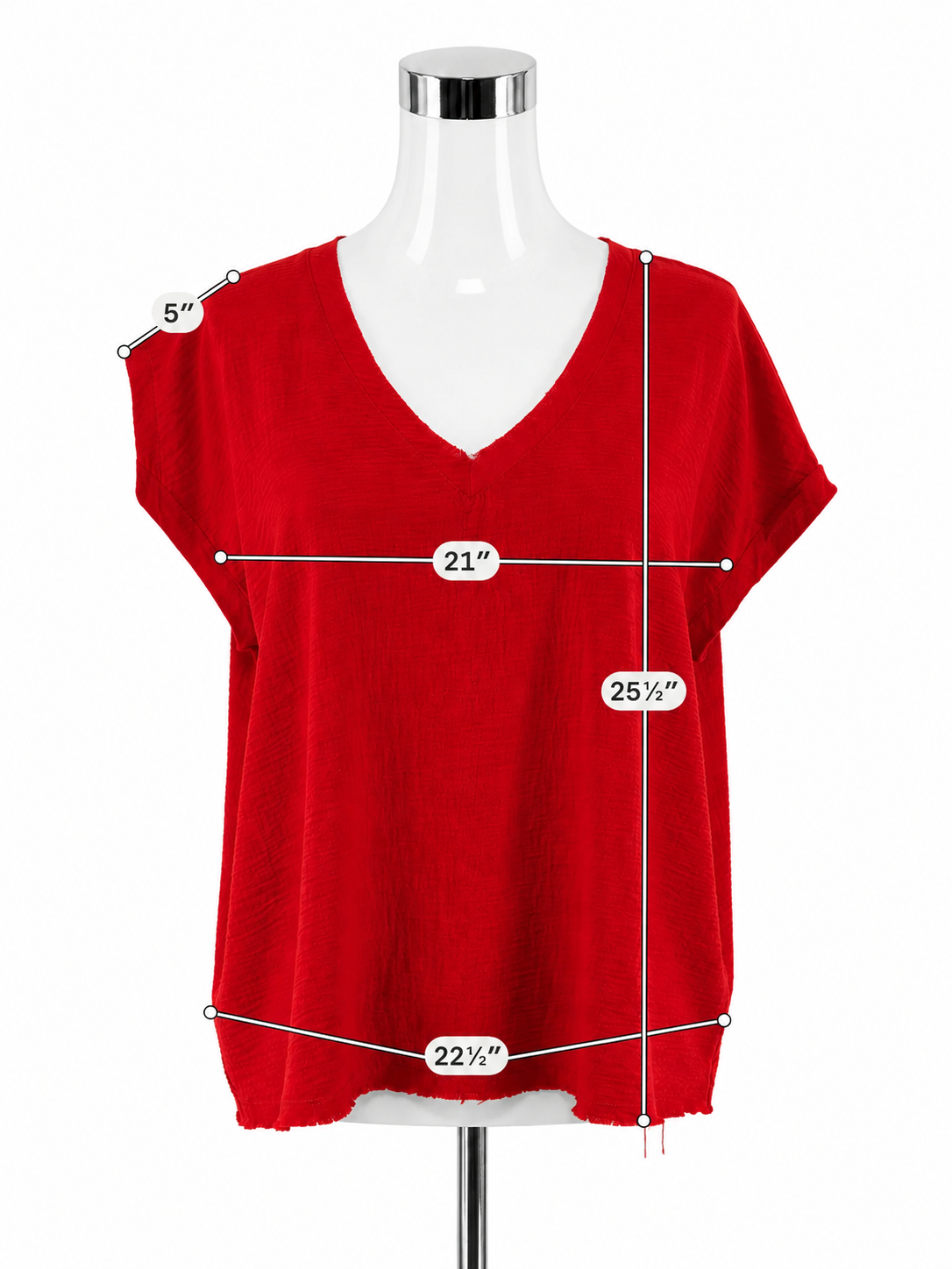 Jodifl Red V-Neck Raw Hem High-Low Tunic Top Size Small