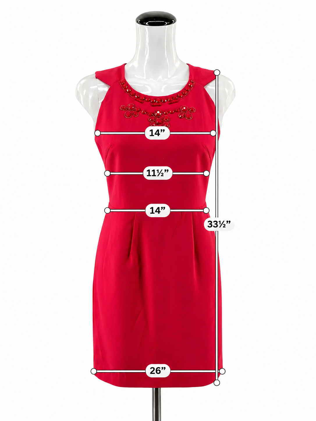 Esley Beaded Jewel Neckline Sheath Dress Fuchsia Pink NWT Small