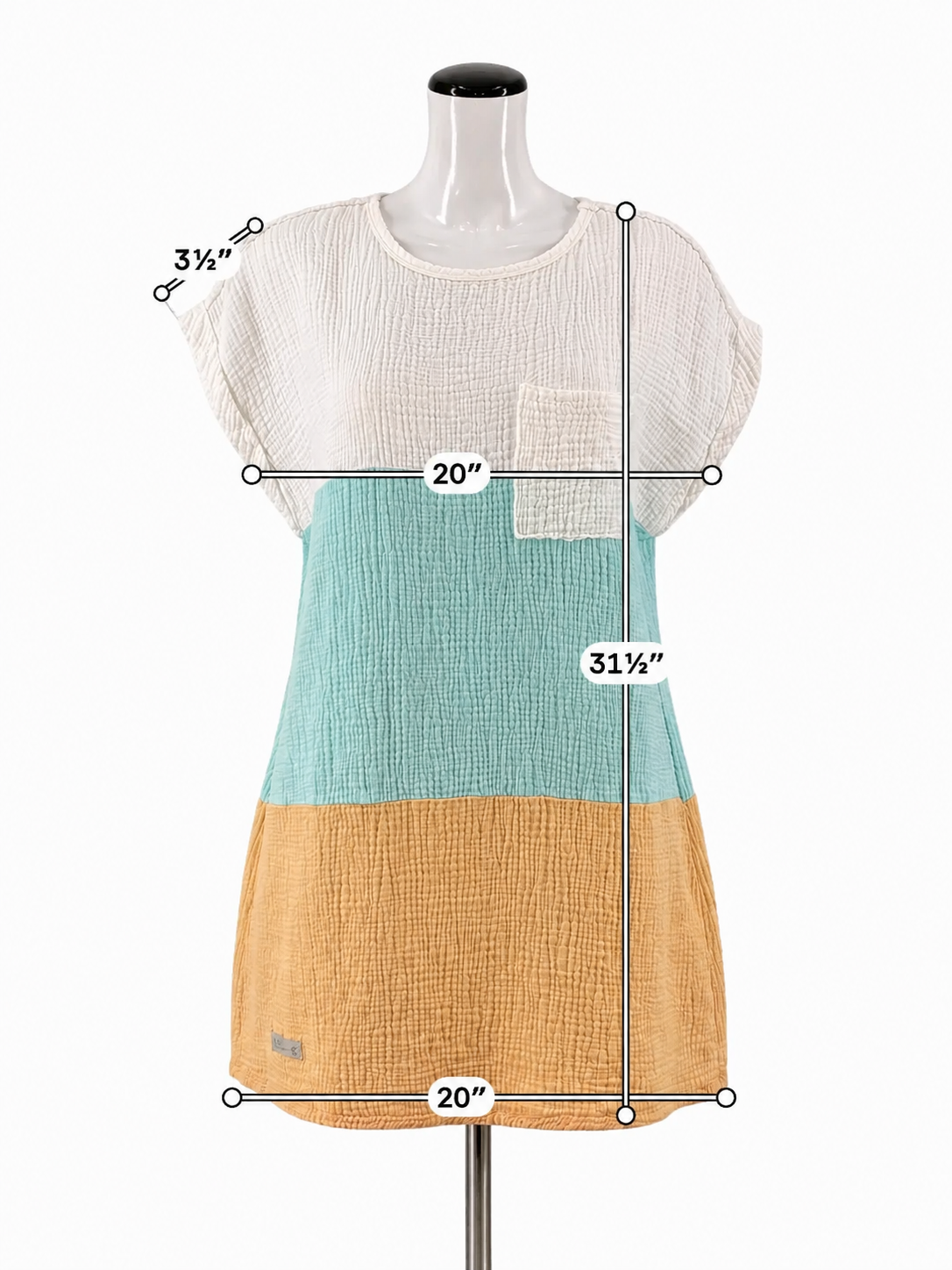 simply southern white/aqua/yellow Mini Coastal Stripe Gauze Tunic Dress White Aqua Yellow Size S/M - Size S/M