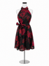 Taylor black/maroon Dress Floral Halter A-Line Cocktail Dress Black Maroon Size 10 - Size 10
