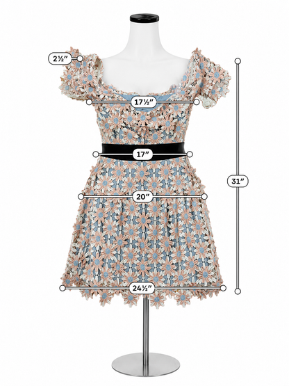 self portrait blush/blue Cocktail Self-Portrait Felicia Daisy Guipure Lace Off-Shoulder Mini Dress Size 8 - Size 8