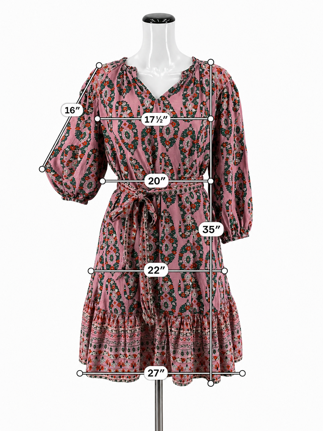 Knox Rose Floral Boho Midi Dress with Tie Waist