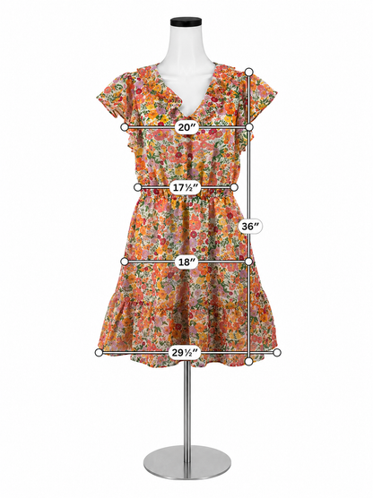 Marissa Olivia Floral Ruffle V-Neck Tiered Dress Size Small