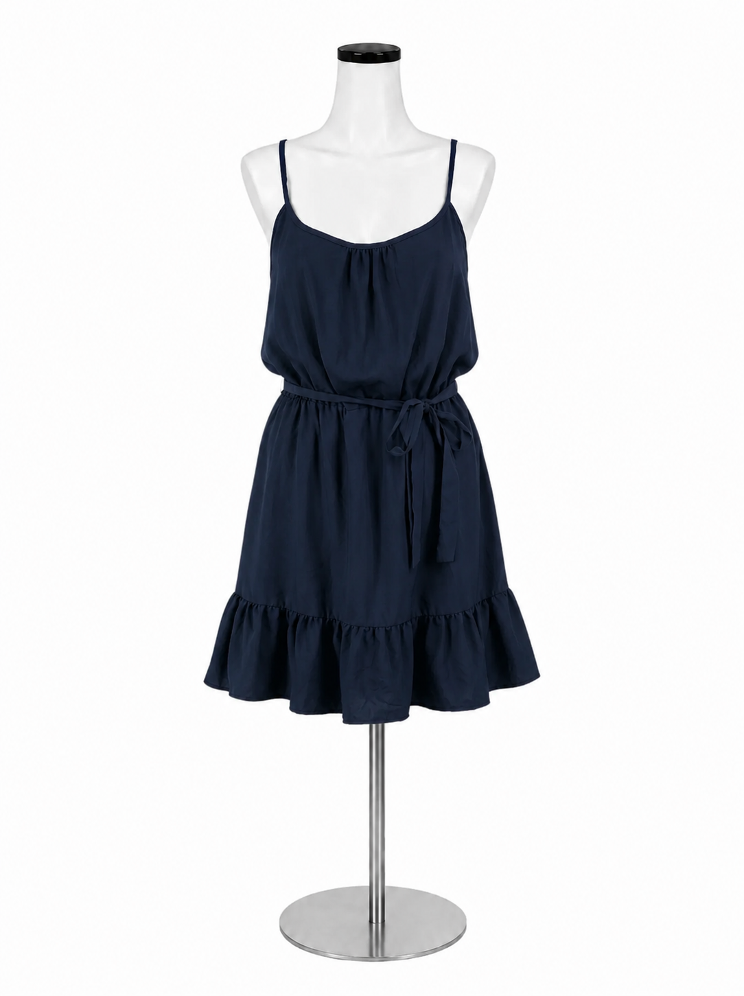 Pearle 88 Navy Blue Ruffle Hem Tie-Waist Mini Dress Size Small NWT