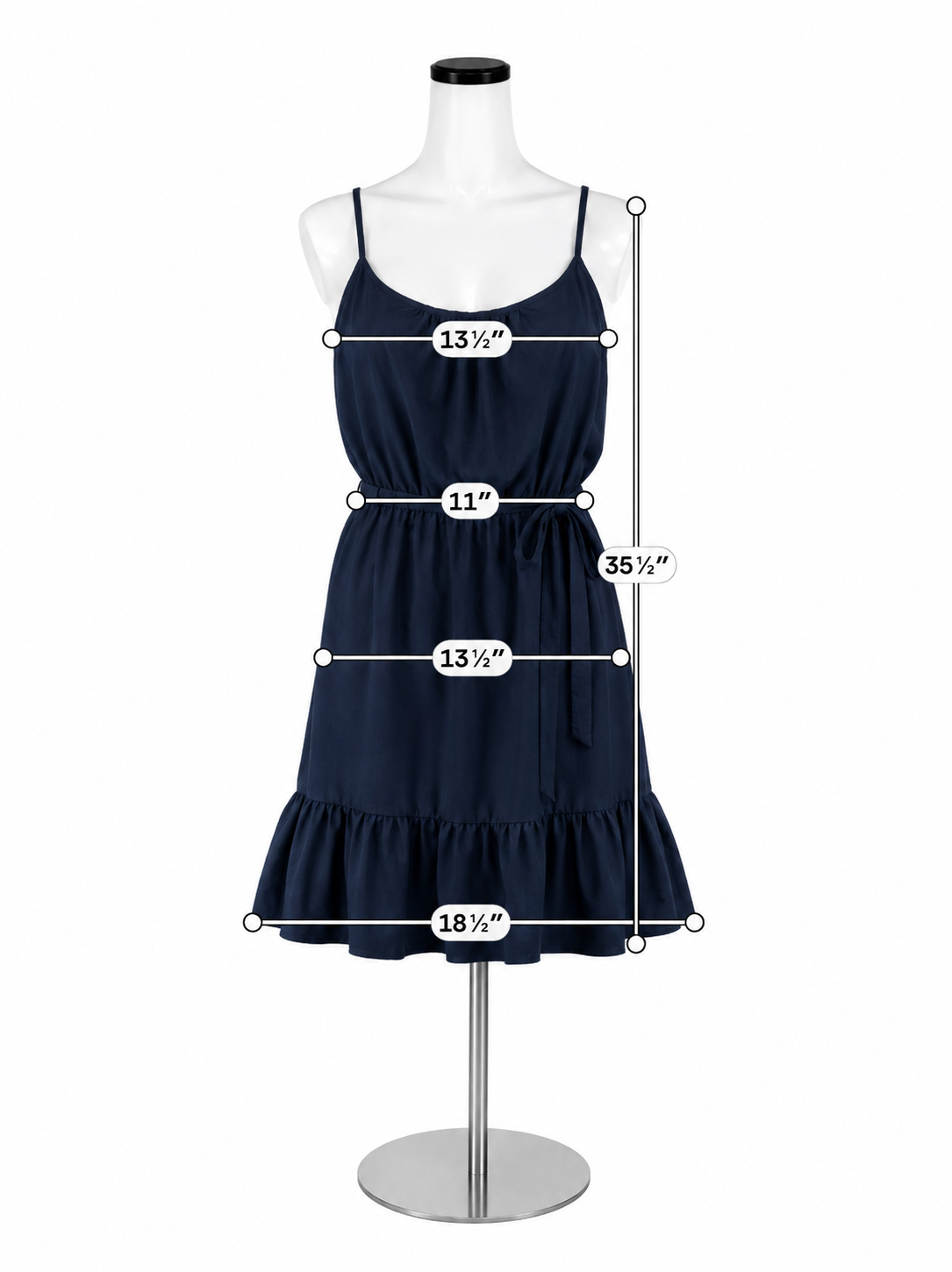 Pearle 88 Navy Blue Ruffle Hem Tie-Waist Mini Dress Size Small NWT