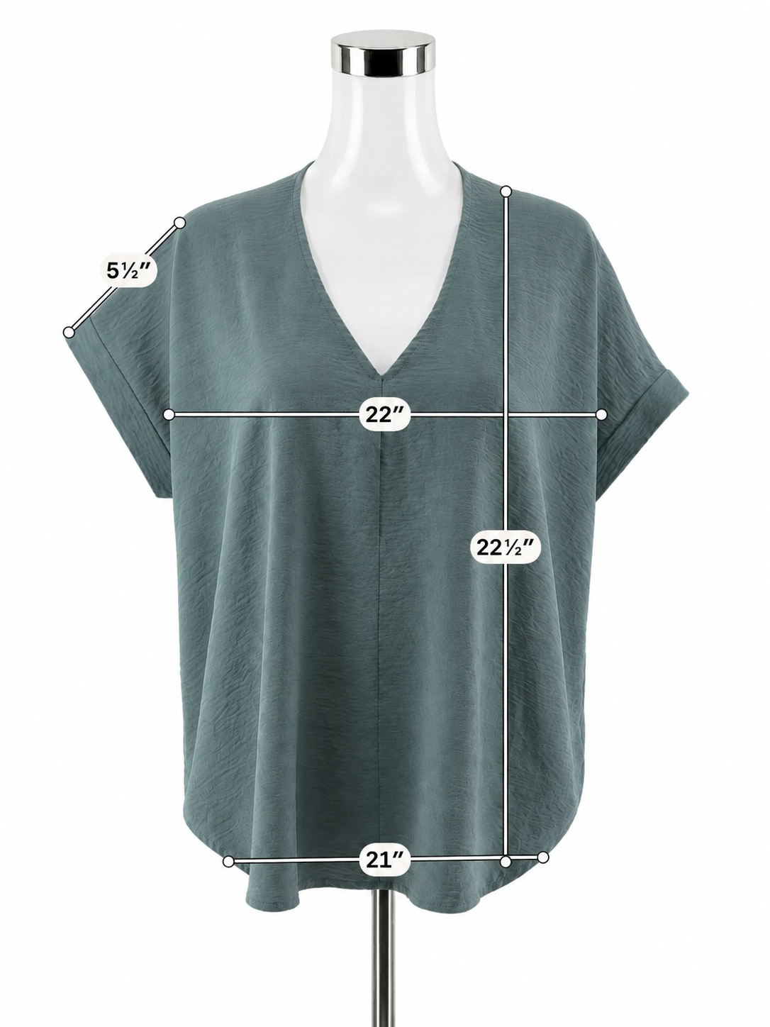 Jodifl Slate Blue V-Neck Dolman Sleeve High-Low Top Size Medium