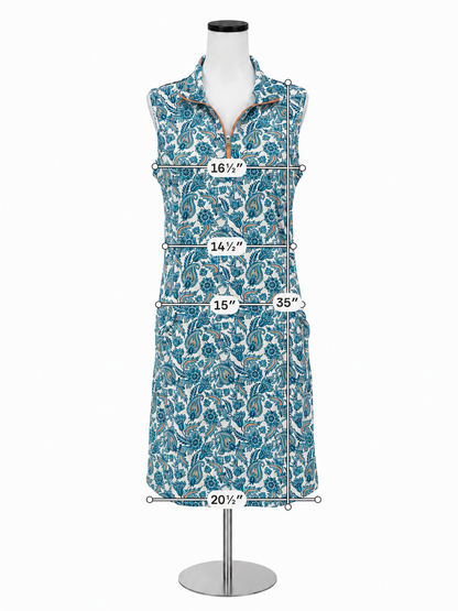 Bermuda Sands Floral Paisley Polo Golf Dress Sleeveless Quarter-Zip Size Medium