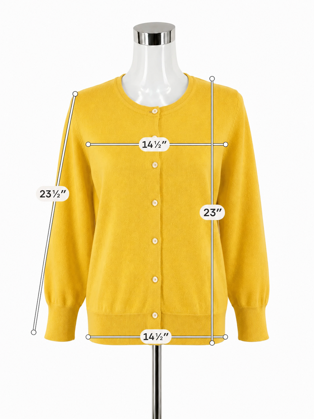 Charter Club Yellow Crewneck Button-Front Cardigan Sweater Size Medium