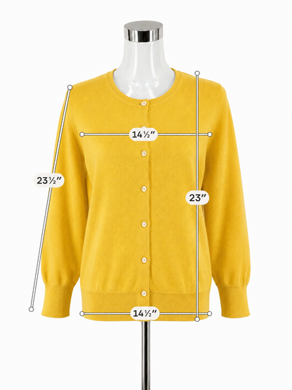 Charter Club Yellow Crewneck Button-Front Cardigan Sweater Size Medium