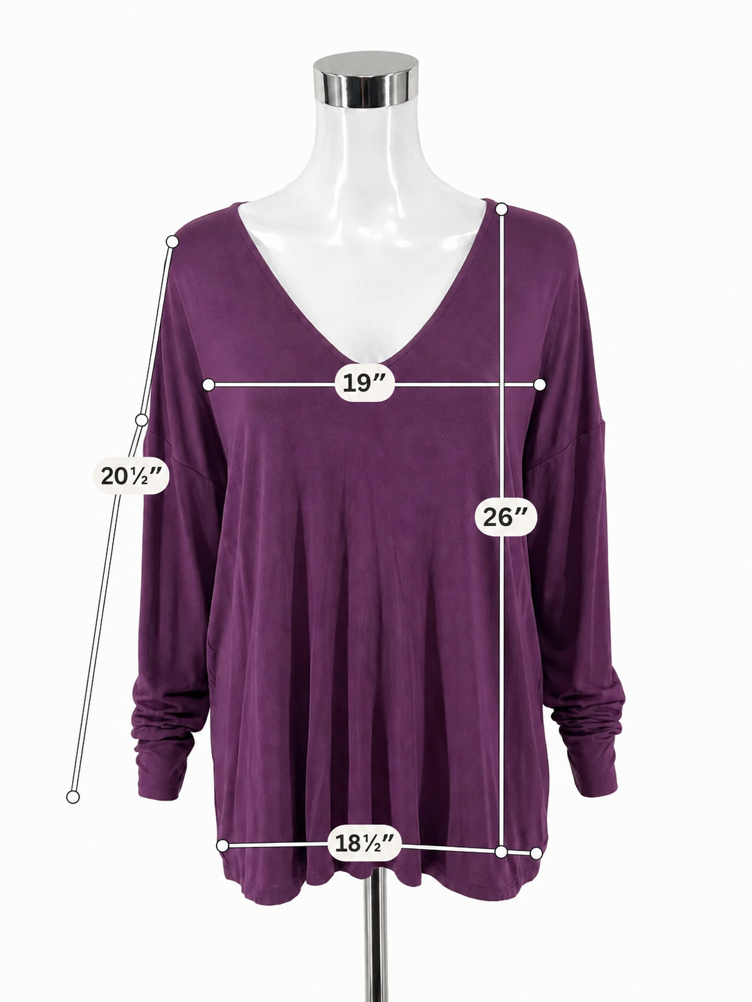 Express Relaxed Fit V-Neck Dolman Sleeve Tee Plum Size Medium