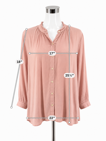 Style &amp; Co Peach Rayon 3/4 Sleeve Peasant Blouse Top Size Medium