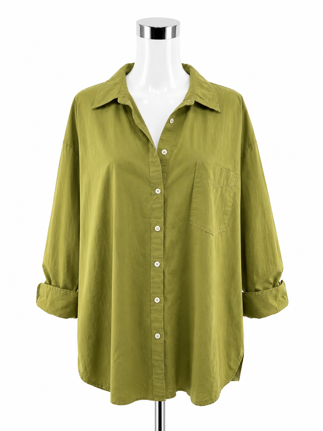 Maeve by Anthropologie Olive Green Cotton Poplin Button-Down Shirt | Size XL