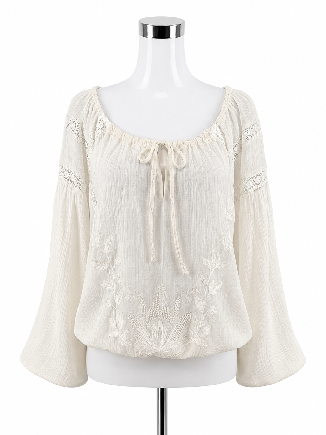 Free People Peasant Sun Off-Shoulder Lace Boho Top Size Medium