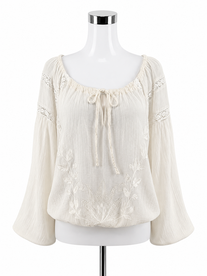 Free People Peasant Sun Off-Shoulder Lace Boho Top Size Medium
