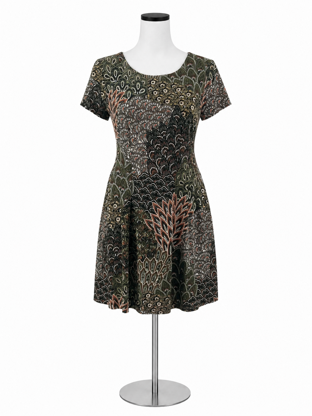 Connected Apparel Paisley Medallion Fit &amp; Flare Dress Petite 4P