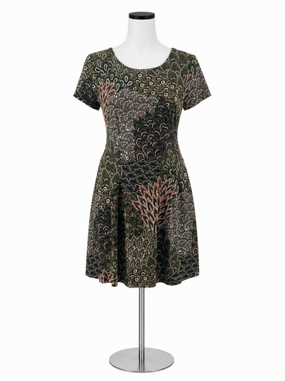 Connected Apparel Paisley Medallion Fit &amp; Flare Dress Petite 4P