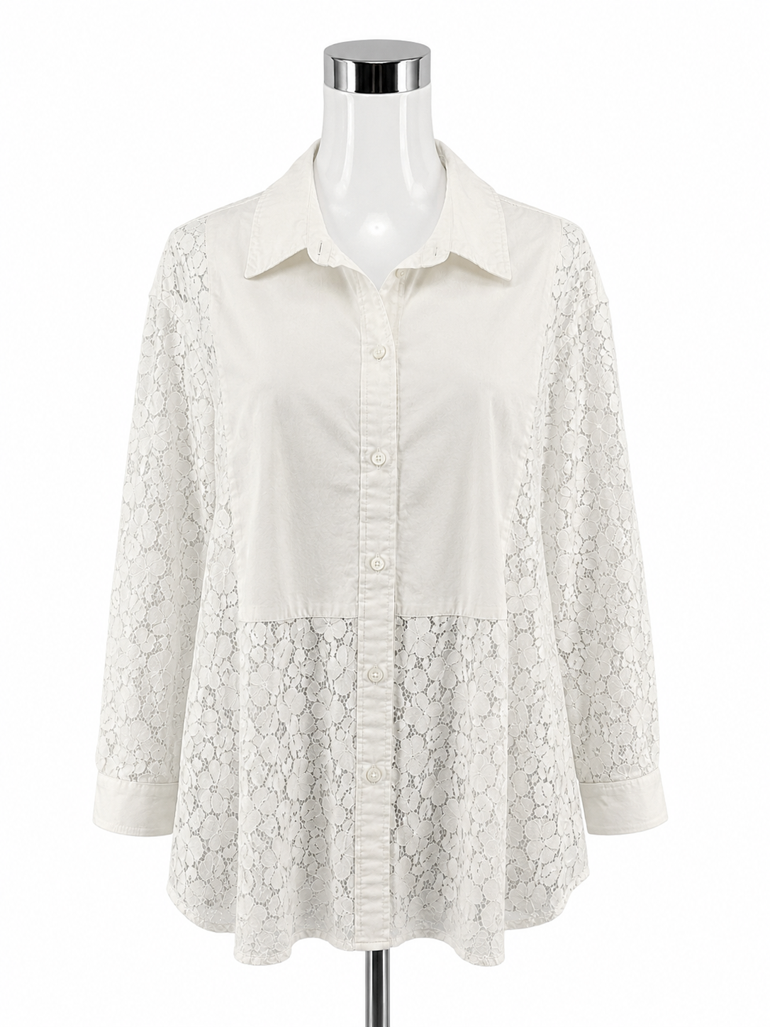 Gap The Big Shirt White Floral Lace Button Down Top Womens XL Boho Sheer